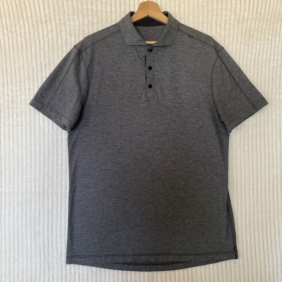 Lululemon Evolution Polo Shirt Mens Size Large Gray Button Performance Casual - Picture 6 of 8